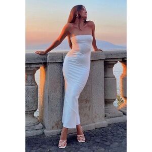 Princess Polly Strapless White Maxi Dress